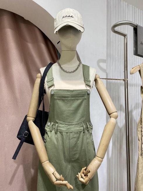 MATINEE Side Buttons Up Deep Pockets Back Slit Dungaree